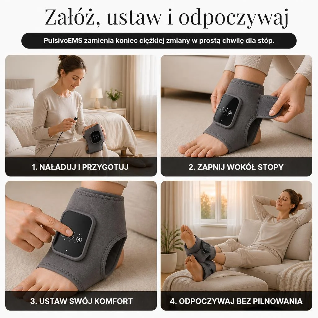PulsivoEMS - Bezprzewodowy masażer stopy i kostki z ciepłem oraz wibracjami