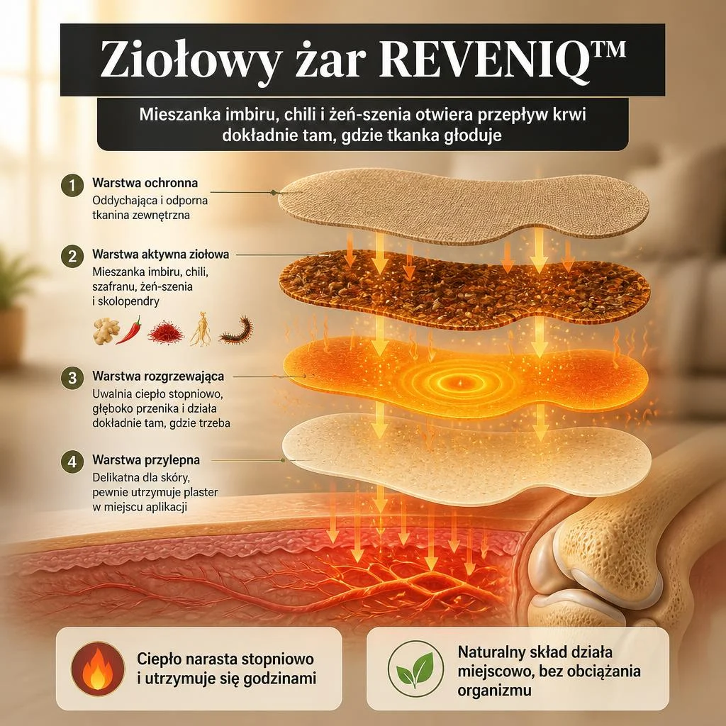 REVENIQ - Samorozgrzewające plastry ziołowe na ból kolana