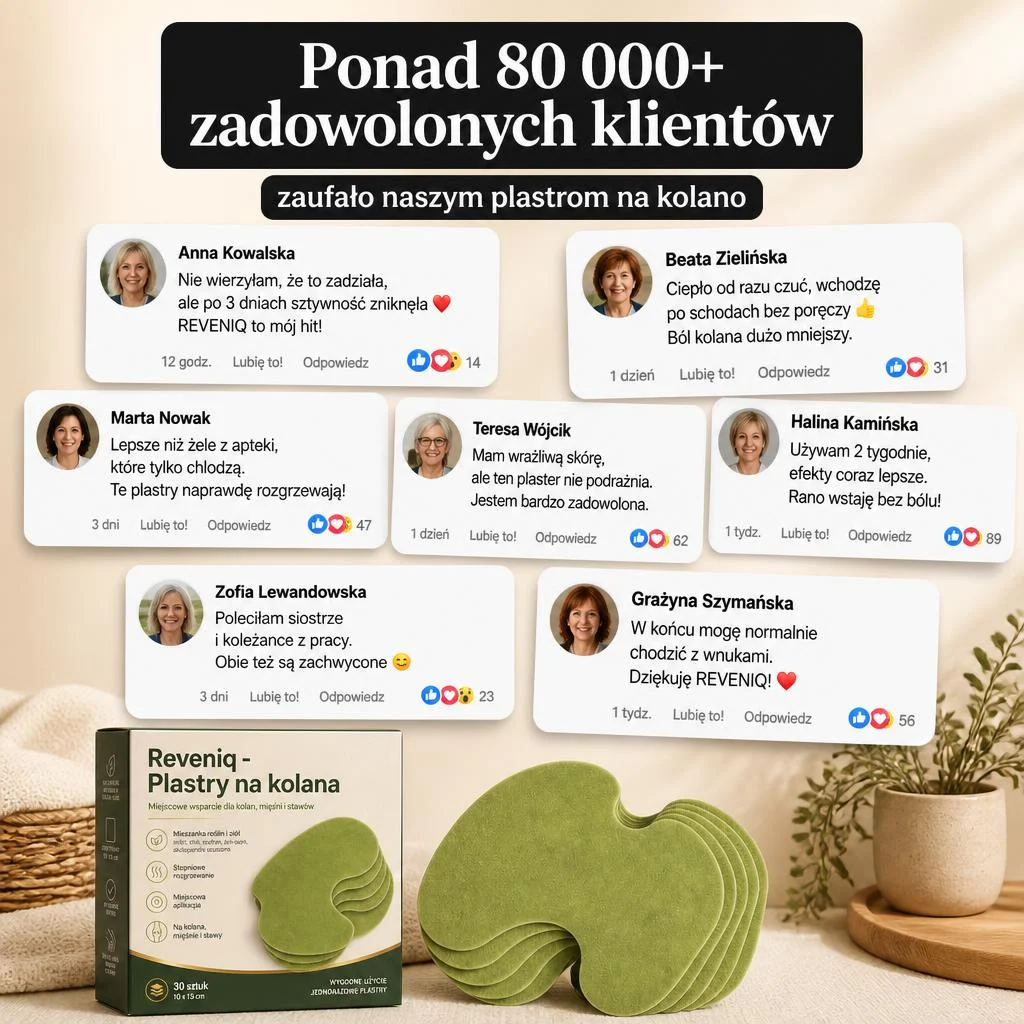 REVENIQ - Samorozgrzewające plastry ziołowe na ból kolana